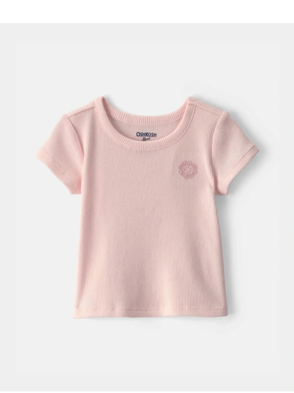 Girl's OshKosh B'gosh Light Pink Ribbed Short Sleeve Tee- NWT
